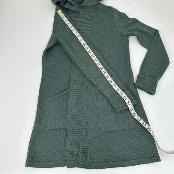 Tahari Women’s Green Luxury Open Cardigan Hooded Long Knit Sweater S/C34 - Picture 12 of 12